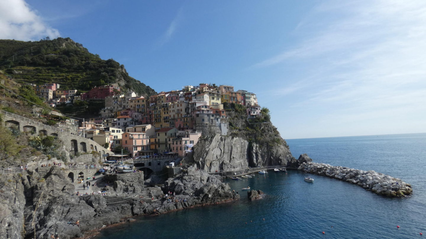 view over manarola during one day in Cinque Terre