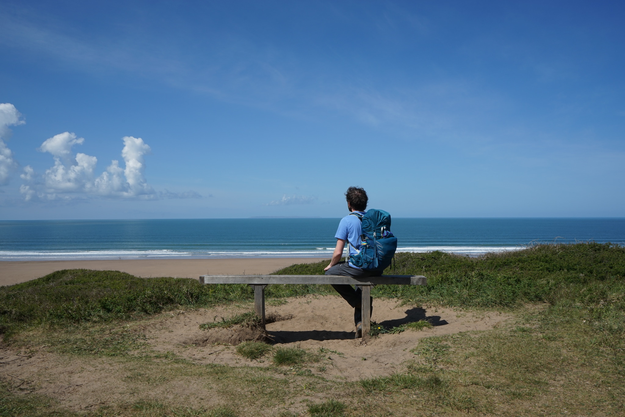 bench on the beach during our North Devon itinerary